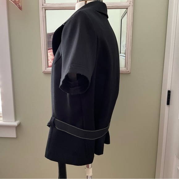 STUDIO ONE,  BLACK BLOUSE WITH WAIST BELT, SIZE: 16 - Picture 3 of 10